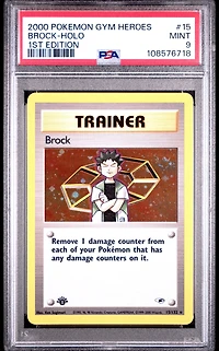 2000 Pokemon Gym Heroes 15 Brock-holo 1st Edition PSA