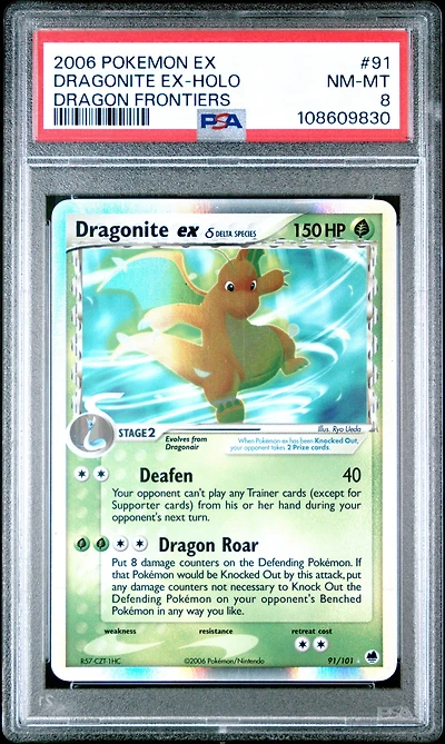 2006 Pokemon Ex Dragon Frontiers 91 Dragonite Ex-holo PSA 8