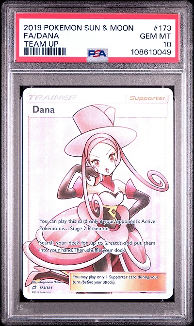 2019 Pokemon Sun & Moon Team Up 173 Full Art/dana PSA 10