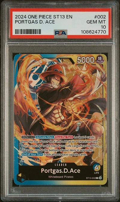 2024 One Piece Ultra Deck St13-the Three Brothers 002 Portgas D. Ace PSA 10