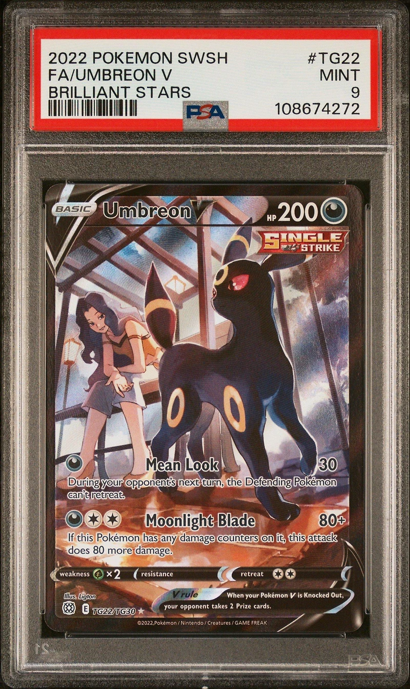 2022 Pokemon Sword & Shield Brilliant Stars Tg22 Full Art/umbreon V PSA