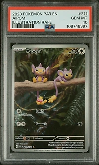 2023 Pokemon Par En-paradox Rift 211 Aipom Illustration Rare PSA