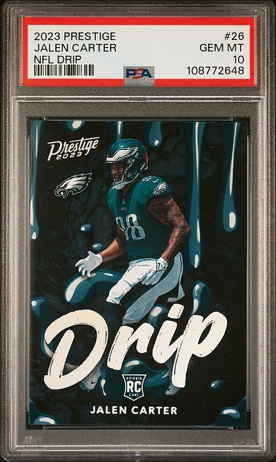 2023 Panini Prestige Nfl Drip 26 Jalen Carter PSA 10