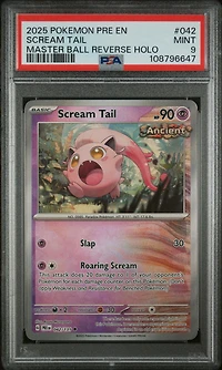 2025 Pokemon Pre En-prismatic Evolutions 042 Scream Tail Master Ball Reverse Holo PSA 9