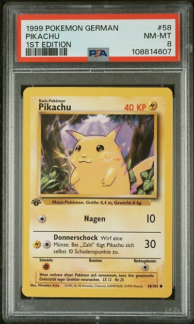 1999 Pokemon German 58 Pikachu 1st Edition PSA