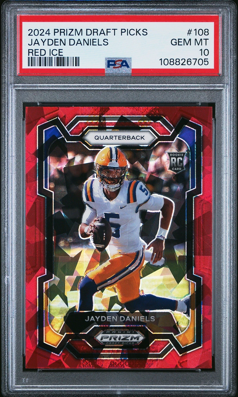 2024 Panini Prizm Draft Picks 108 Jayden Daniels Red Ice PSA 10