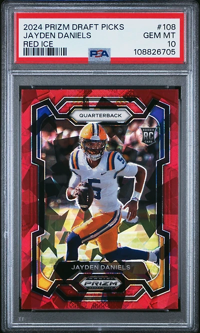2024 Panini Prizm Draft Picks 108 Jayden Daniels Red Ice PSA 10