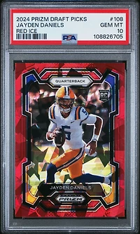 2024 Panini Prizm Draft Picks 108 Jayden Daniels Red Ice PSA 10