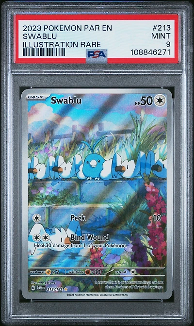 2023 Pokemon Par En-paradox Rift 213 Swablu Illustration Rare PSA