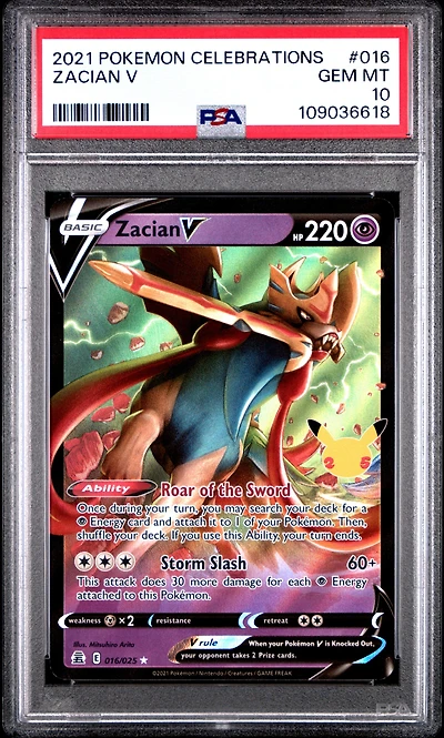 2021 Pokemon Celebrations 016 Zacian V PSA