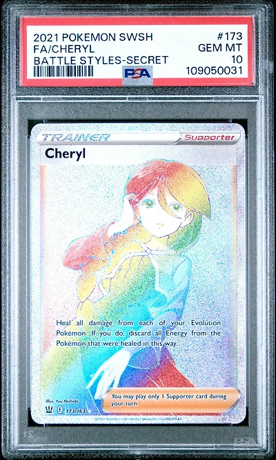 2021 Pokemon Sword & Shield Battle Styles 173 Full Art/cheryl Secret PSA 10