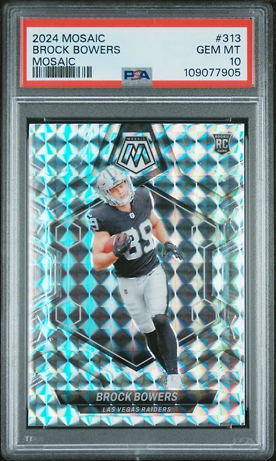 2024 Panini Mosaic 313 Brock Bowers Mosaic PSA 10