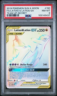 2019 Pokemon Sun & Moon Team Up 190 Full Art/latias & Latios Gx Secret PSA