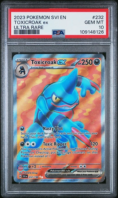 2023 Pokemon Svi En-scarlet & Violet 232 Toxicroak Ex Ultra Rare PSA 10