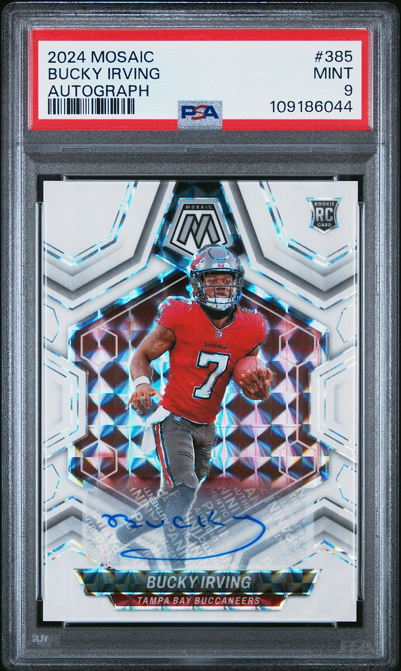 2024 Panini Mosaic 385 Bucky Irving Autograph PSA 9