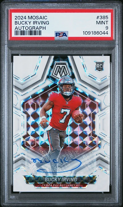 2024 Panini Mosaic 385 Bucky Irving Autograph PSA 9