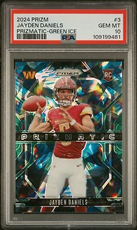 2024 Panini Prizm Prizmatic 3 Jayden Daniels Green Ice PSA 10