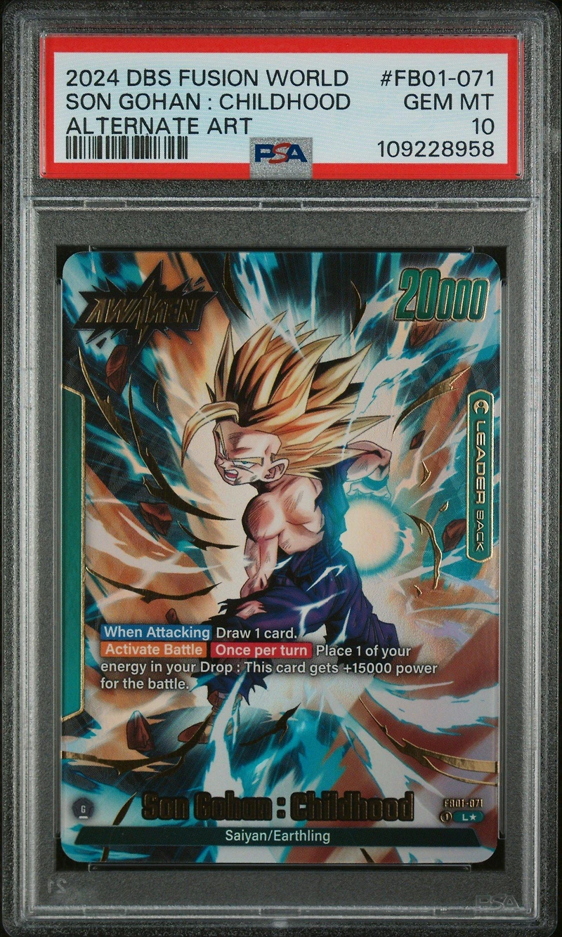 2024 Dragon Ball Super Card Game Fusion World Awakened Pulse Fb01-071 Son Gohan : Childhood Alternate Art PSA 10