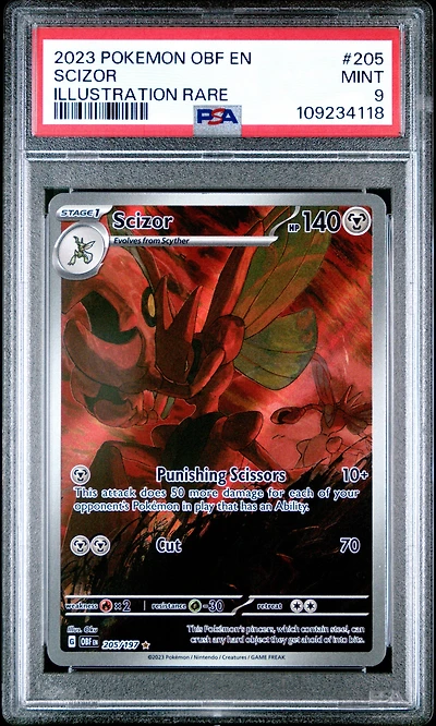 2023 Pokemon Obf En-obsidian Flames 205 Scizor Illustration Rare PSA