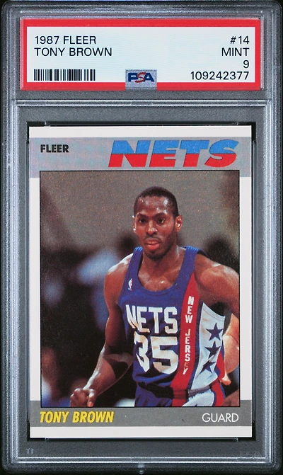 1987 Fleer 14 Tony Brown PSA 9