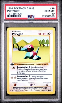 1999 Pokemon Game 39 Porygon 1st Edition PSA