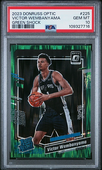 2023 Panini Donruss Optic 225 Victor Wembanyama Green Shock PSA 10
