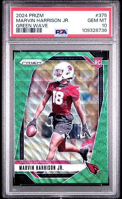 2024 Panini Prizm 375 Marvin Harrison Jr. Green Wave PSA 10