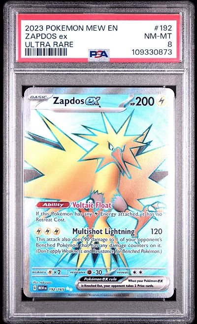 2023 Pokemon Mew En-151 192 Zapdos Ex Ultra Rare PSA