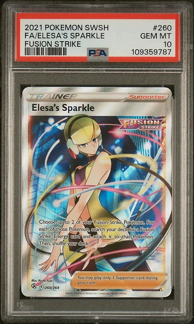 2021 Pokemon Sword & Shield Fusion Strike 260 Full Art/elesa's Sparkle PSA 10