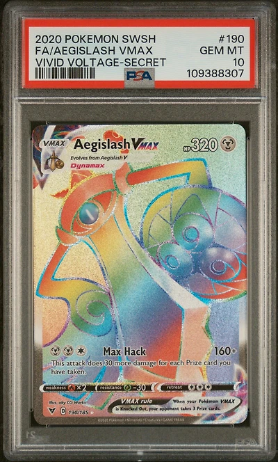 2020 Pokemon Sword & Shield Vivid Voltage 190 Full Art/aegislash Vmax Secret PSA