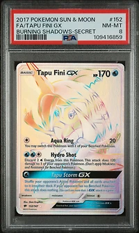 2017 Pokemon Sun & Moon Burning Shadows 152 Full Art/tapu Fini Gx Secret PSA