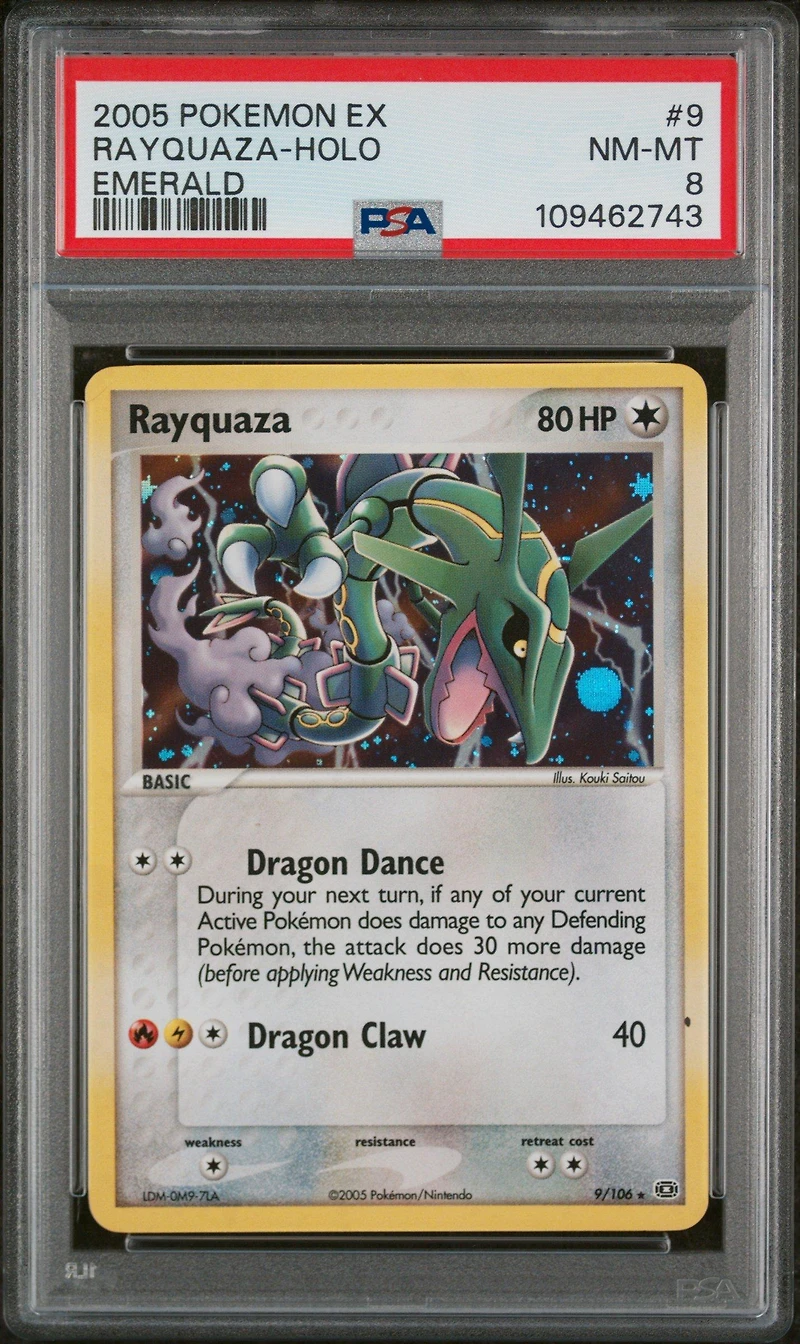 2005 Pokemon Ex Emerald 9 Rayquaza-holo PSA 8