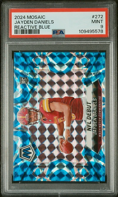 2024 Panini Mosaic 272 Jayden Daniels Reactive Blue PSA 9