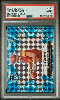 2024 Panini Mosaic 272 Jayden Daniels Reactive Blue PSA 9