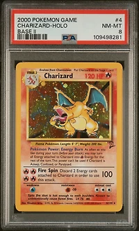 2000 Pokemon Game Base Ii 4 Charizard-holo PSA 8