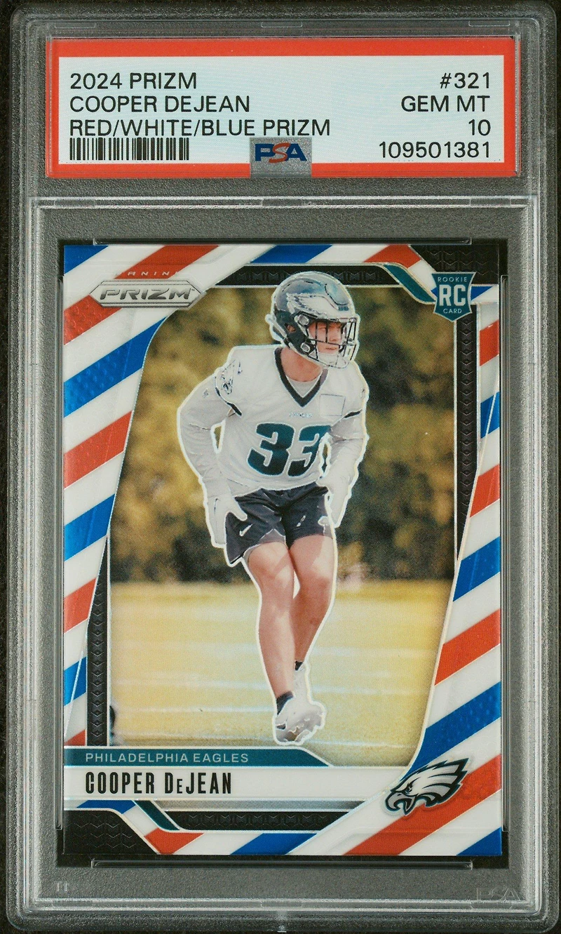 2024 Panini Prizm 321 Cooper Dejean Red/white/blue Prizm PSA 10