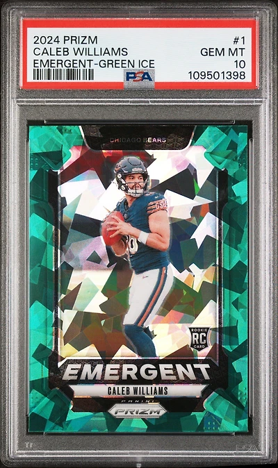 2024 Panini Prizm Emergent 1 Caleb Williams Green Ice PSA 10
