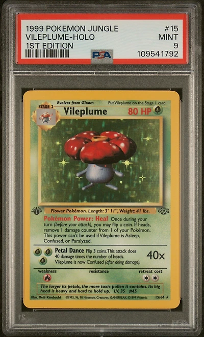 1999 Pokemon Jungle 15 Vileplume-holo 1st Edition PSA