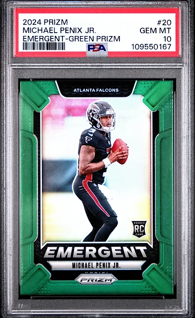 2024 Panini Prizm Emergent 20 Michael Penix Jr. Green Prizm PSA 10