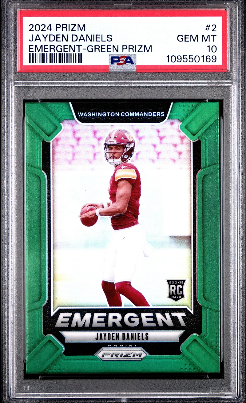 2024 Panini Prizm Emergent 2 Jayden Daniels Green Prizm PSA
