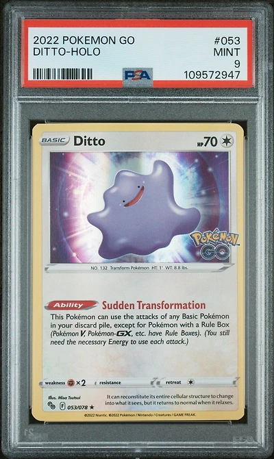 2022 Pokemon Go 053 Ditto-holo PSA 9