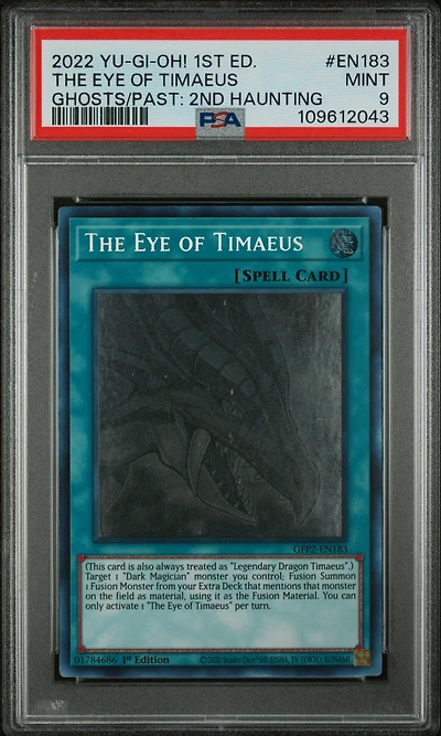 2022 Yu-gi-oh! Gfp2-ghosts From The Past: The 2nd Haunting En183 The Eye Of Timaeus 1st Edition PSA 9