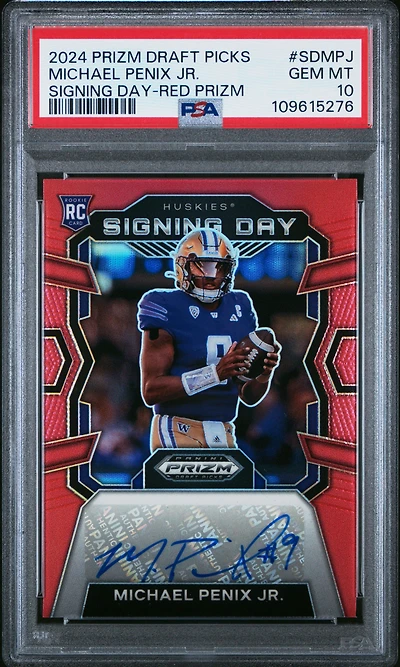 2024 Panini Prizm Draft Picks Signing Day Sdmpj Michael Penix Jr. Red Prizm PSA 10