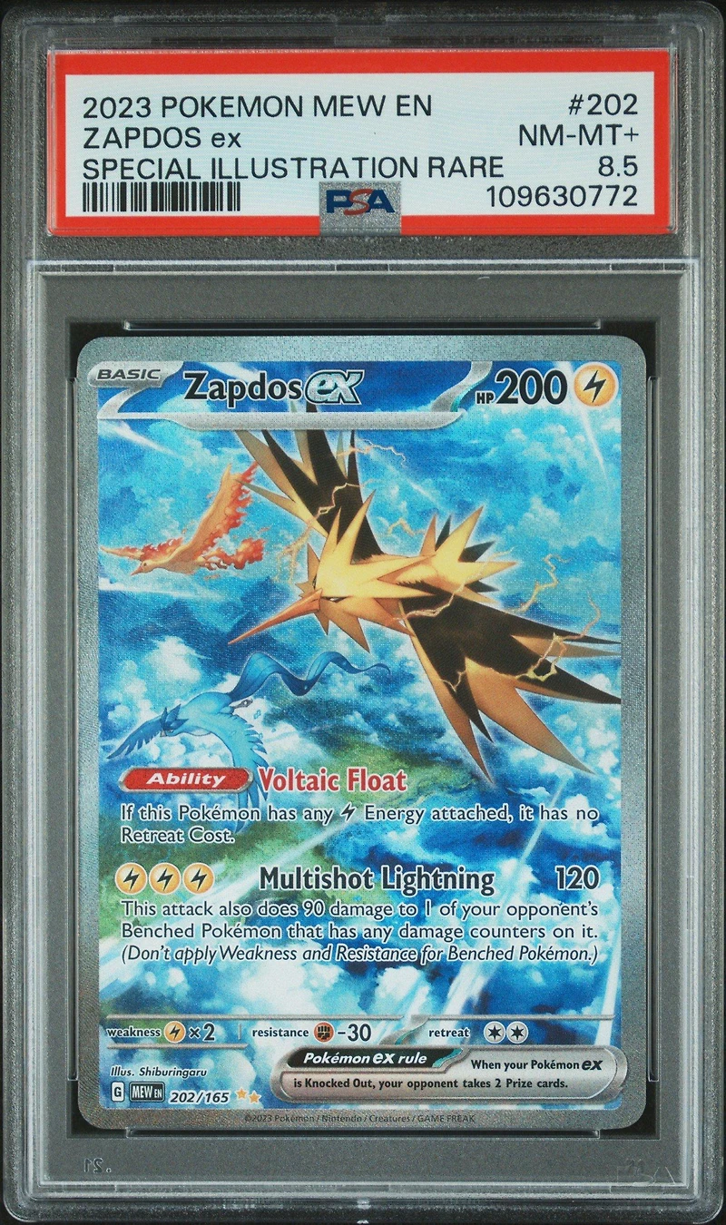 2023 Pokemon Mew En-151 202 Zapdos Ex Special Illustration Rare PSA NM-MT+ 8.5