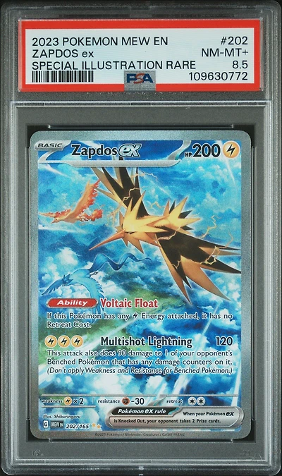 2023 Pokemon Mew En-151 202 Zapdos Ex Special Illustration Rare PSA NM-MT+ 8.5