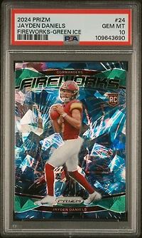 2024 Panini Prizm Fireworks 24 Jayden Daniels Green Ice PSA 10