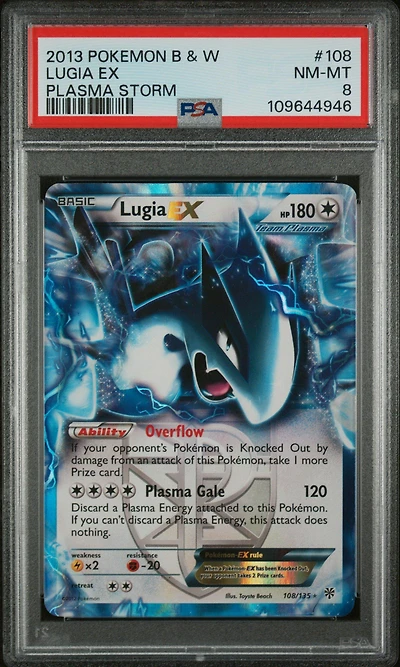 2013 Pokemon Black & White Plasma Storm 108 Lugia Ex PSA