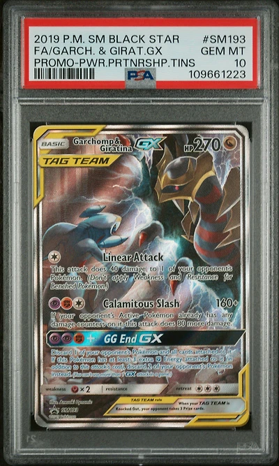 2019 Pokemon Sm Black Star Promo Sm193 Full Art/garchomp & Giratina Gx Power Partnership Tins PSA