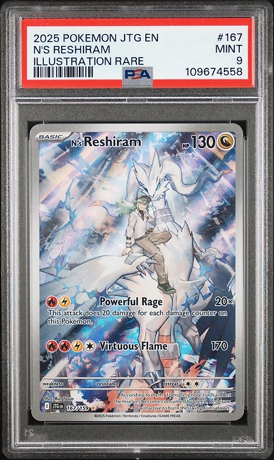 2025 Pokemon Jtg En-journey Together 167 N's Reshiram Illustration Rare PSA