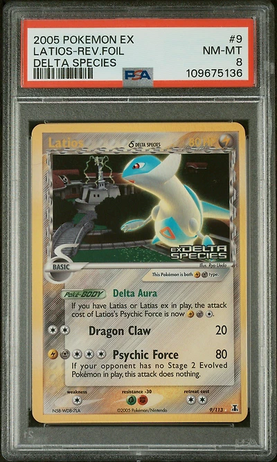2005 Pokemon Ex Delta Species 9 Latios-reverse Foil PSA 8